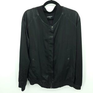 Alexander Wang Silk Satin Bomber Jacket 8 Black